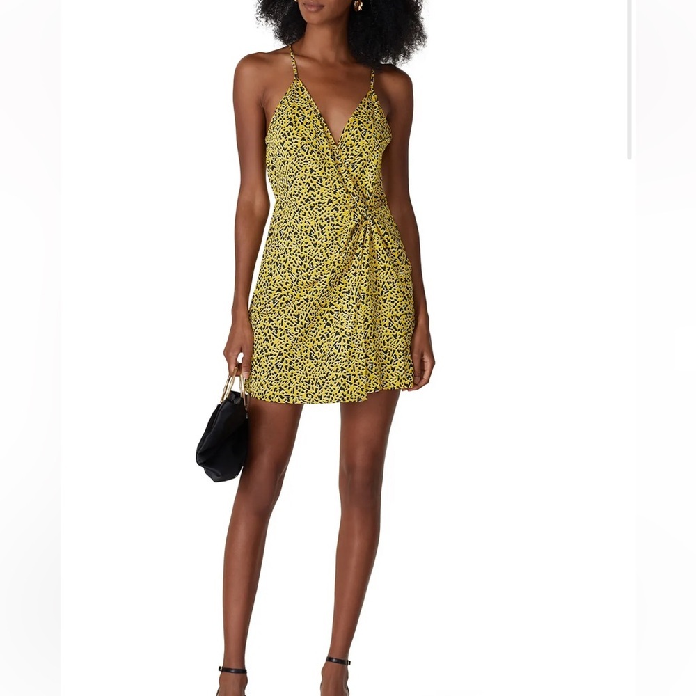 BCBG wrap Yellow and Black Dress Sz 2/ small as seen on Rent the Runway - Picture 6 of 8